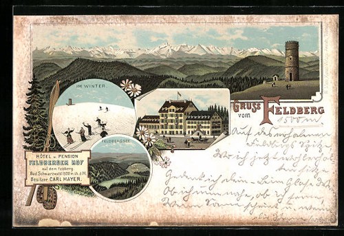 Lithographie feldberg hotel - lithographie, feldberg,